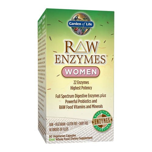 Garden of Life RAW Enzymes Probiotics Capsules for Women  Vegetarian  90 Ct