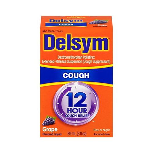 Delsym 12 Hr Cough Relief Liquid - Dextromethorphan - Grape - 3 fl oz