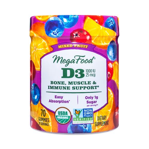 MegaFood D3 1000 IU (25 mcg) Gummy - Vitamin D Supplement for Bone  Muscle & Immune Support - Non-GMO  Gluten-Free - Mixed Fruit - 70 Count