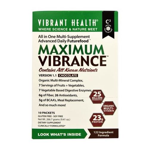 Vibrant Health Maximum Vibrance Multi-Supplement Powder Packets, Chocolate, 8.52 Oz, 10 Ct