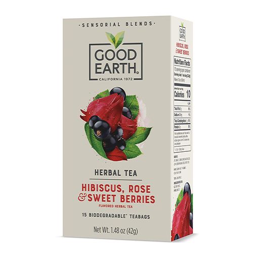 Good Earth Sensorial Blends Hibiscus, Rose & Sweet Berries Herbal Tea, 15 Count Tea Bags