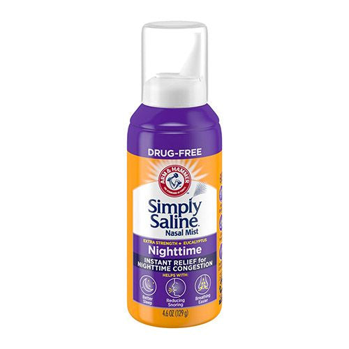 ARM HAMMER Simply Saline Nighttime Nasal Mist 4.6oz- Instant Relief for SEVERE Congestion- One 4.6oz Bottle