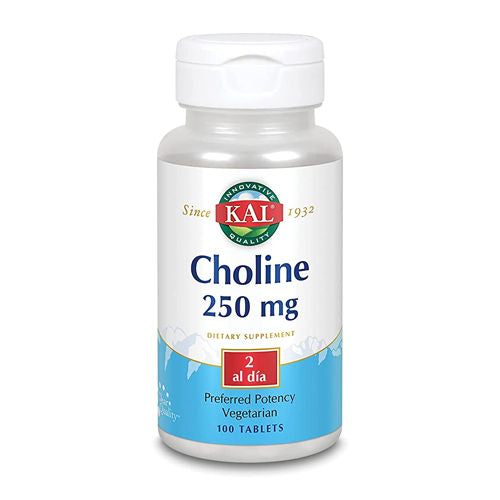 KAL Choline 250 mg | Healthy Cognitive Function  Focus  Memory  Energy & Metabolism Support | 50 Servings | 100 Tablets