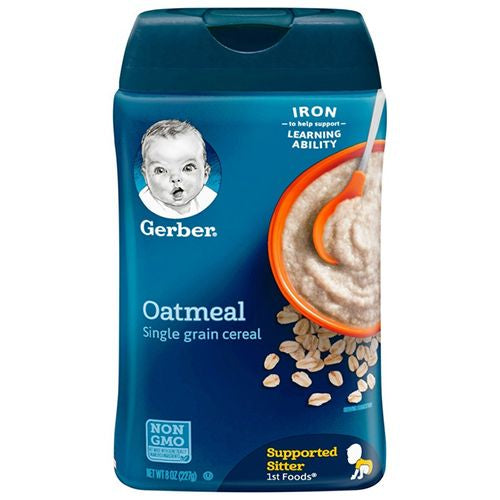 Gerber 1st Foods Cereal for Baby Grain & Grow Baby Cereal  Oatmeal  8 oz Canister
