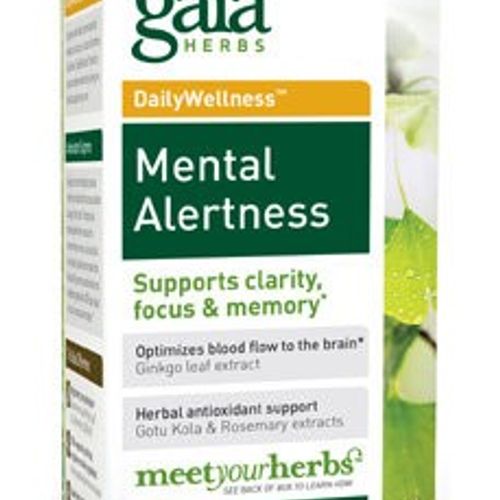 Gaia Herbs Mental Alertness - Brain Support Supplement to Help Maintain Focus & Memory* - With Eleuthero  Ginkgo Leaf  Gotu Kola  Rosemary & Oats - 60 Vegan Liquid Phyto-Capsules (15-Day Supply)