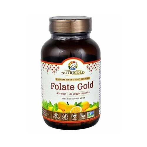 NutriGold Folate Gold 800mcg 180 Veggie Capsules Whole-Food Sourced