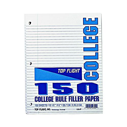 Top Flight Filler Paper 10.5 x 8 Inches College Rule 150 Sheets (12302)