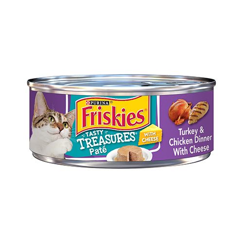 Friskies Pate Wet Cat Food  Tasty Treasures With Liver  Turkey & Chicken  5.5 oz. Can