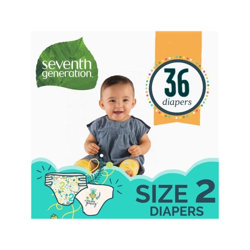Seventh Generation Free & Clear Baby Diapers with Animal Prints Size 2, 36 Count