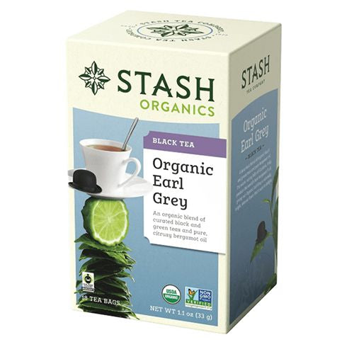 Stash Organic Earl Grey Black and Green Tea Bags, 18 Count, 1.1 Oz