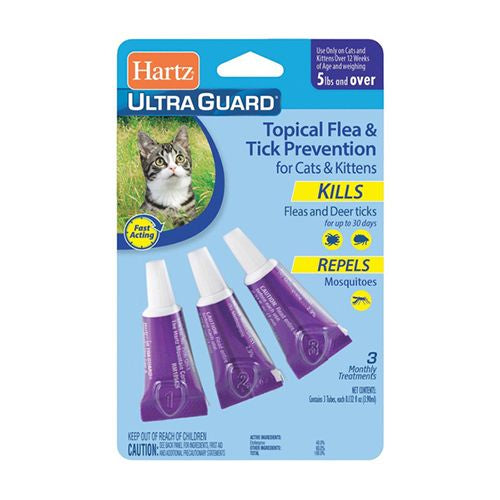 Hartz UltraGuard Topical Flea And Tick Prevention Treatment For Cats And Kittens  3 Treatments