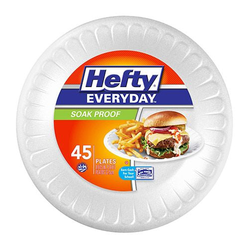 Hefty, RFPD28845, 3-Compartment Soak Proof Plates, 45 / Pack, White