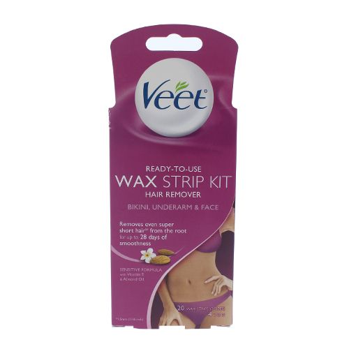 Hair Removal Wax Strips- VEET Botanic Inspirations Easy- Gelwax Technology  Sensitive Formula Hair Remover Wax Strip Kit with Argan Oil  20 wax strips with 4 wipes (Case of 6)