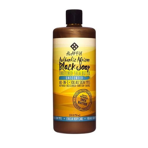 Alaffia Authentic African Black Soap All-In-One  Unscented 32 fl oz