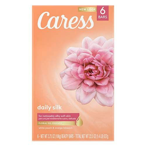 Caress Bath And Body Daily Silk Body Soap With Silk Extract & Floral Oil Essence For Silky  Soft Skin 3.75 oz  6 Bars