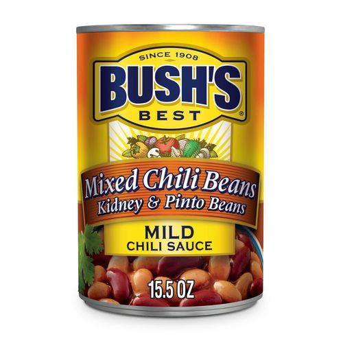 BUSH'S BEST Mixed Chili Beans Kidney & Pinto Beans in a Mild Chili Sauce 15.5 oz