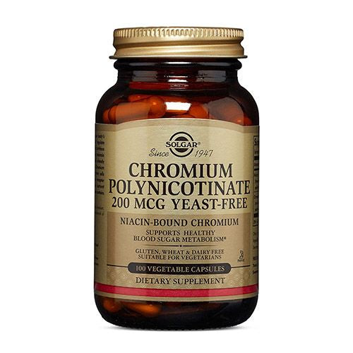 Solgar Chromium Polynicotinate Yeast Free 200 mcg 100 Veg Caps