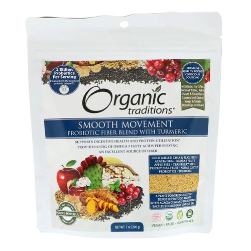 Organic Traditions Smooth Movement Probiotic Fiber Blend with Turmeric 7 oz 200 g
