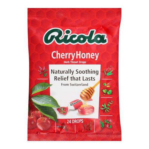 Ricola Cough Drops  Soothing Relief for Dry  Sore Throat  Cherry Honey  24 Count