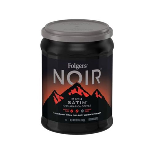 Folgers Noir Rich Satin, Dark Roast Ground Coffee, 10.3 oz,