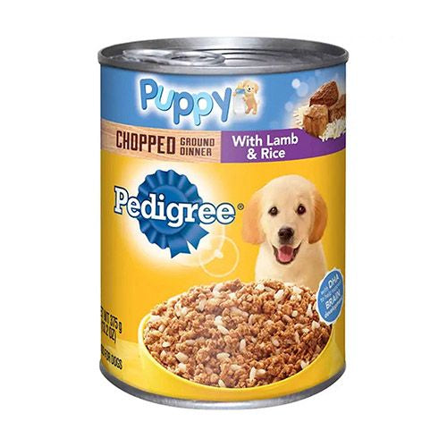 PEDIGREE CHOPPED GROUND DINNER Puppy Canned Soft Wet Meaty Dog Food With Lamb & Rice  13.2 oz