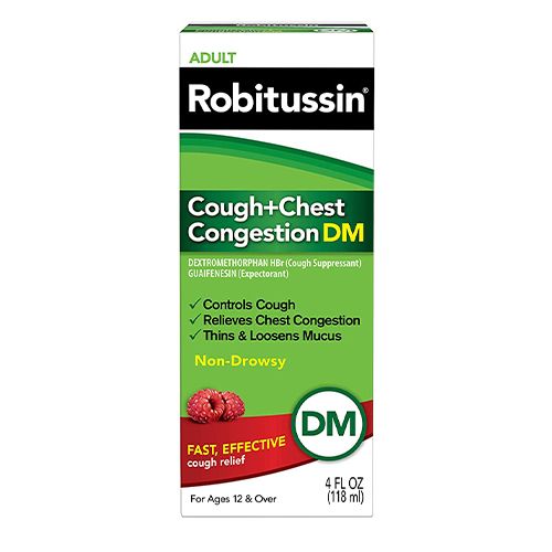 Robitussin Cough and Congestion Liquid Medicine Dm  Raspberry Flavor  8 fl oz