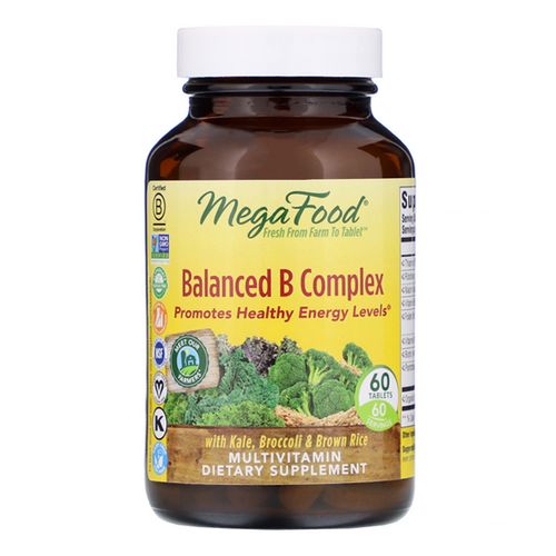 MegaFood Balanced B Complex - Helps Support Cellular Energy with Vitamins B1  B2  B3  B5  B6  B7  B9  B12 - Gluten-Free and Dairy-Free - Vegan - 60 Tabs