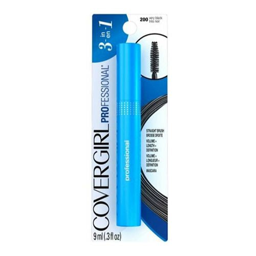 COVERGIRL Professional 3-in-1 Straight Brush Mascara  200 Very Black  0.3 oz