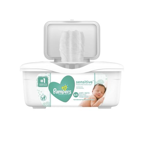 Pampers Baby Wipes Sensitive Perfume Free Tub, 64 Count