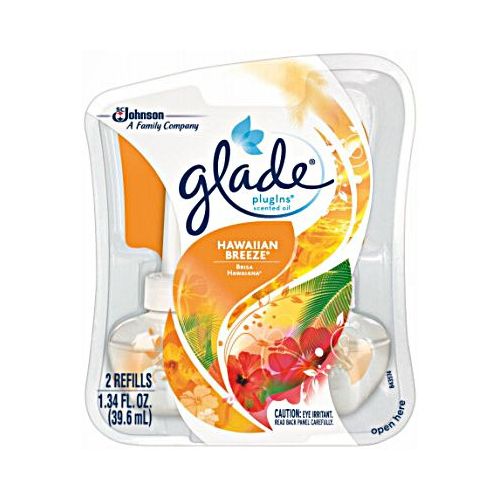 Glade PlugIns Refill 2 CT  Hawaiian Breeze  1.34 FL. OZ. Total  Scented Oil Air Freshener Infused with Essential Oils