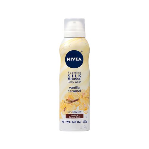 NIVEA Vanilla Caramel Foaming Silk Mousse Body Wash  6.8 oz. Pump Bottle