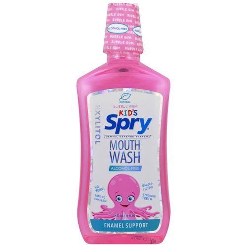 Xlear Kid s Spry Mouth Wash  Enamel Support  Alcohol-Free  Natural Bubble Gum  16 fl oz (473 ml)