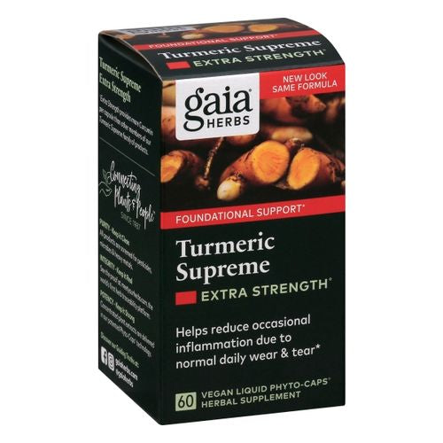 Gaia Herbs Turmeric Supreme Extra Strength - Helps Reduce Occasional Inflammation from Normal Wear & Tear - With Turmeric Curcumin & Black Pepper - 60 Vegan Liquid Phyto-Capsules (Up to 60-Day Supply)