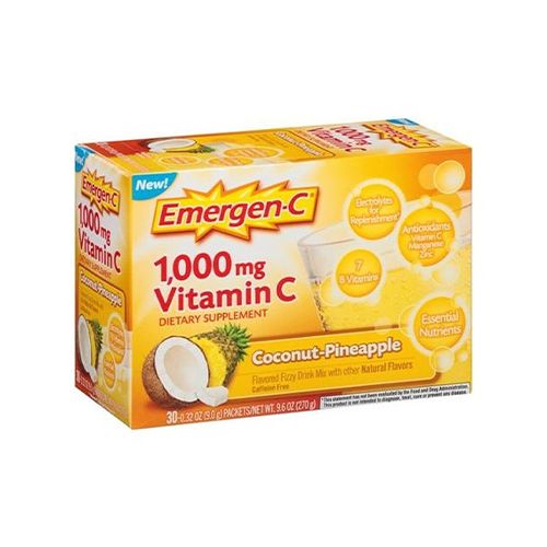 Emergen-C Immune Plus Vitamin C Supplement Powder, Coconut Pineapple, 30 Ct