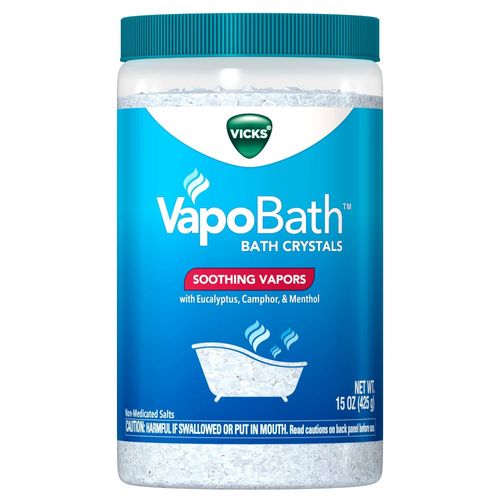 Vicks VapoBath Bath Crystal Powder  Non-Medicated Salts With Soothing Vicks Vapors  15 oz