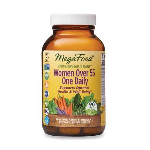 MegaFood Women s 55+ One Daily - Multivitamin with B  C & D vitamins  Folate  Biotin - Non-GMO  Gluten-Free  Vegetarian  & Made without Dairy and Soy - 90 Tabs