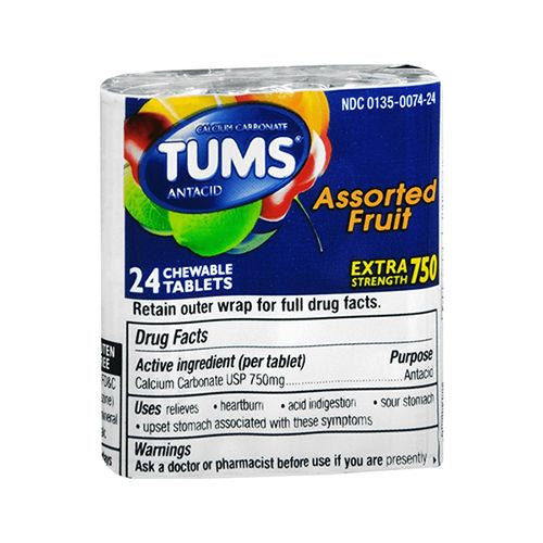 Tums Extra Strength 750 Assorted Fruit Antacids  3 Pack  8 Ct