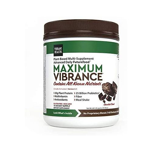 Vibrant Health  Maximum Vibrance  Complete Vegan Meal Shake with Plant-Based Protein  Chocolate Chunk  15 Servings