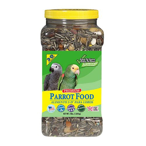 3-D Pet Products Premium Parrot Bird Food  Seeds  4 lb. Jar