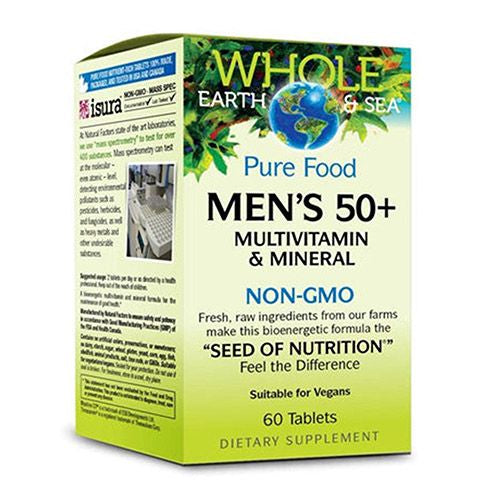 Pure Food Men s 50+ Multi By Natural Factors Whole Earth and Sea - 60 Tablets