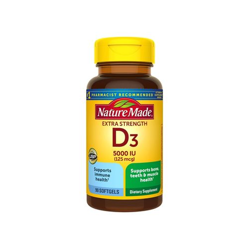 Nature Made Extra Strength Vitamin D3 5000 IU (125 mcg) Softgels  90 Count