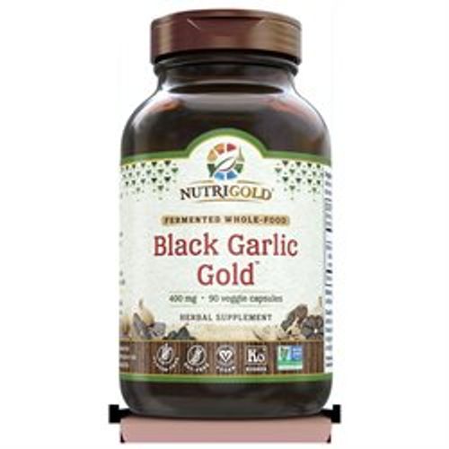 NutriGold Black Garlic Gold Fermented Whole-Food 400mg 90 Veggie Capsules