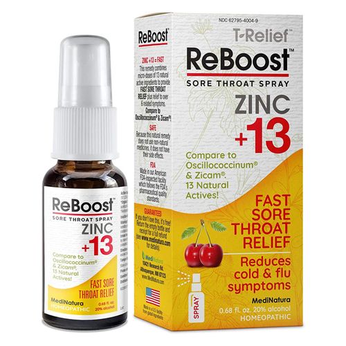 MediNatura ReBoost Sore Throat Relief  Cherry Flavor  0.68oz Spray