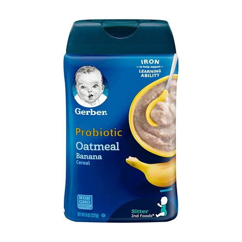 Gerber Cereal for Baby Probiotic Oatmeal Baby Cereal  Banana  8 oz Canister