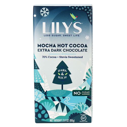 LILY S No Sugar Added Mocha Hot Cocoa Extra Dark Chocolate Bar  2.8 oz