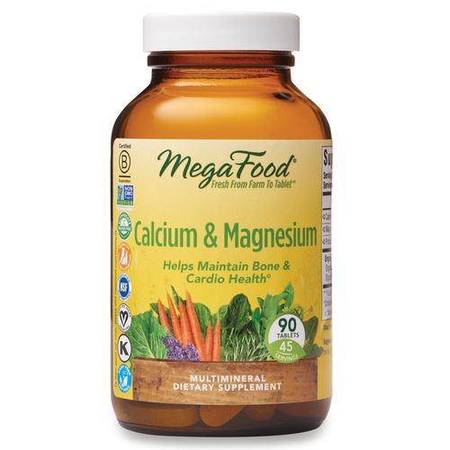 MegaFood Calcium & Magnesium - Essential Mineral Supplement for Bone and Cardiovascular Health Support - for Men and Women - Gluten-Free  Non-GMO  Dairy-Free - Vegan - 90 Tabs (30 Servings)
