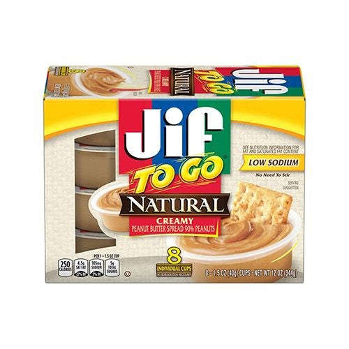 Jif To Go Natural Peanut Butter - 12oz/8ct
