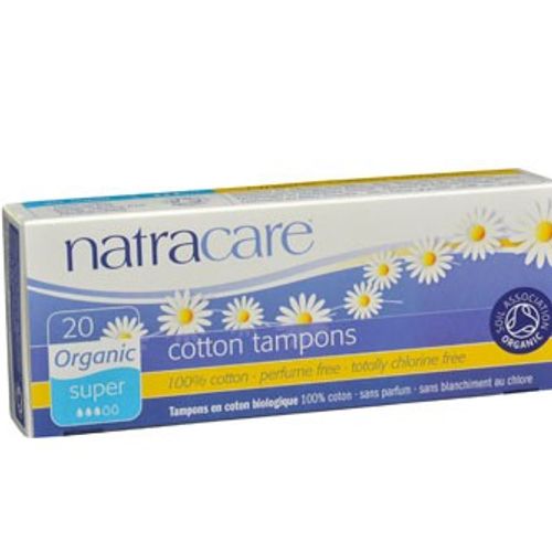 Organic Cotton Tampon, Menstrual, Unscented Super 20 single use tampons per pack