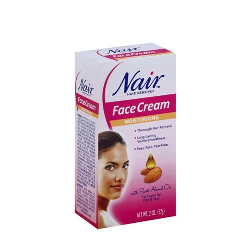 Nair Moisturizing Facial Hair Removal Cream With Sweet Almond Oil  #1 Depilatory Cream For Face  2 oz Bottle  For All Skin Types