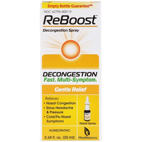 MediNatura ReBoost Decongestion Nasal Spray  Homeopathic   0.68oz Spray